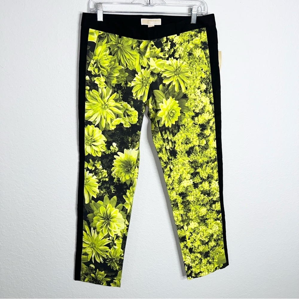 Michael Kors Floral Neon Pants Women’s Size 6 Tuxedo Dress Pant b17
